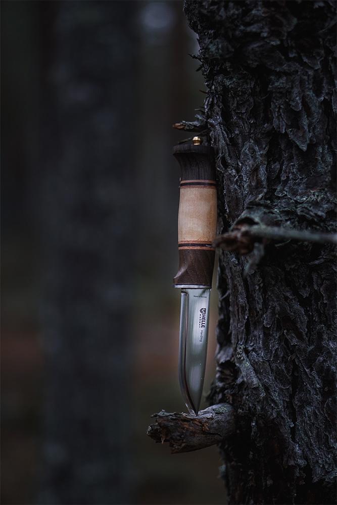 Helle Harding Knife against tree - Craftsman Supply Co