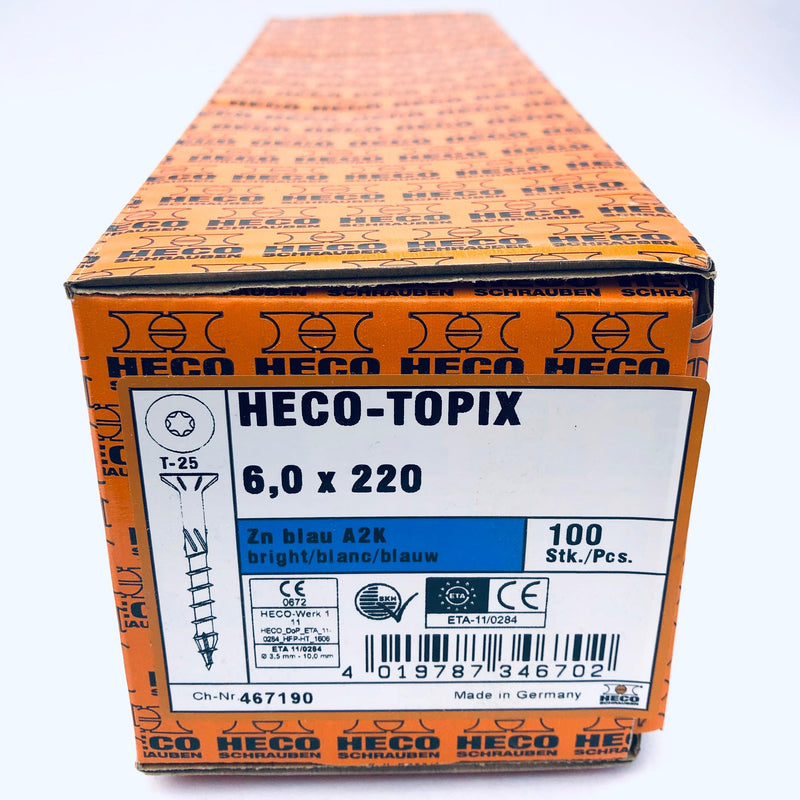 HECO-Topix® Countersunk, Part Thread Screw 6.0x220mm (8-3/4") - 100 pack - Craftsman Supply