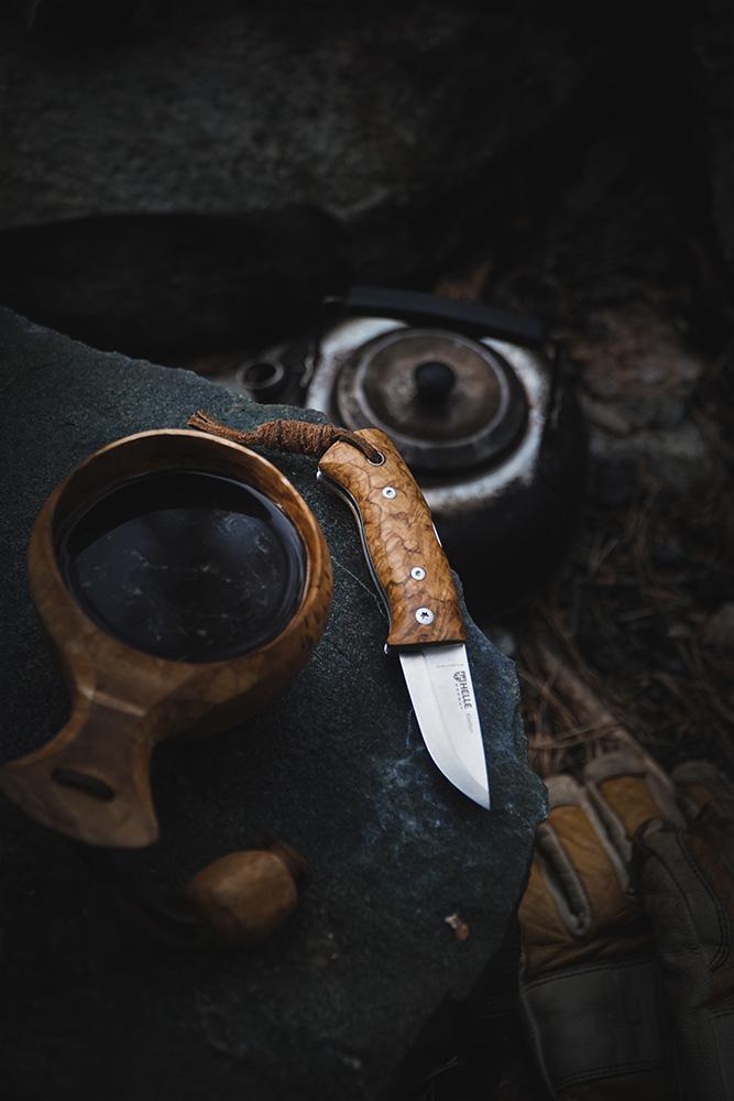 Helle Kletten Folding Knife and cup