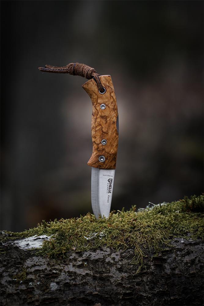 Helle Kletten Folding Knife in Log