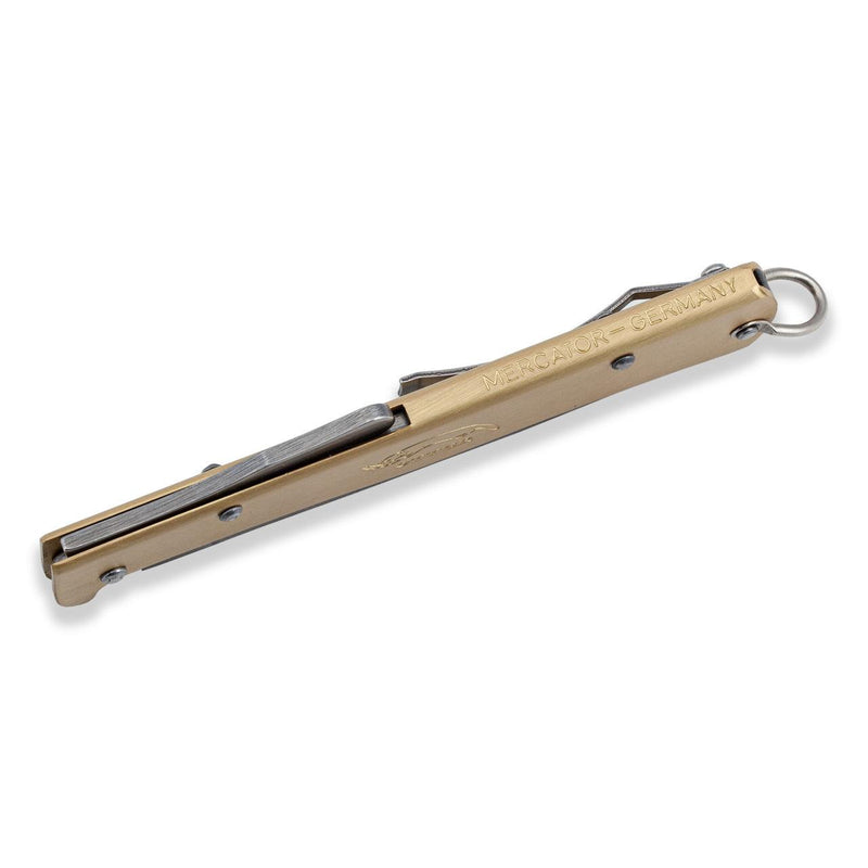 OTTER-Messer Brass Mercator Lockback Knife w/ Clip - Carbon Steel Blade - Craftsman Supply