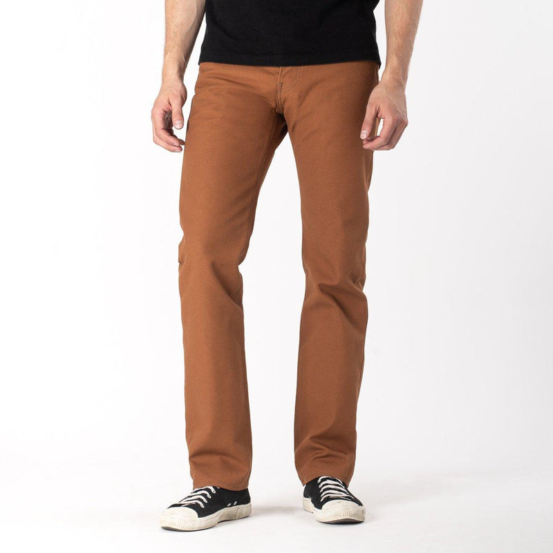 Iron Heart 17oz Cotton Duck Slim Straight Cut Jeans - Brown
