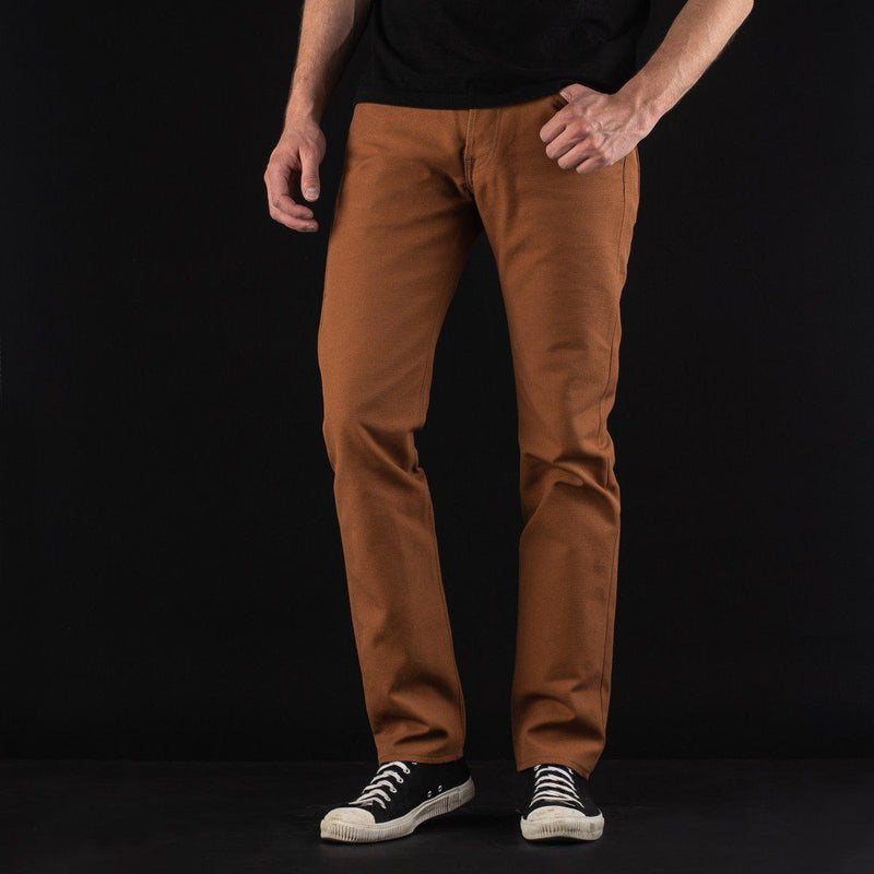 Iron Heart 17oz Cotton Duck Slim Straight Cut Jeans - Brown