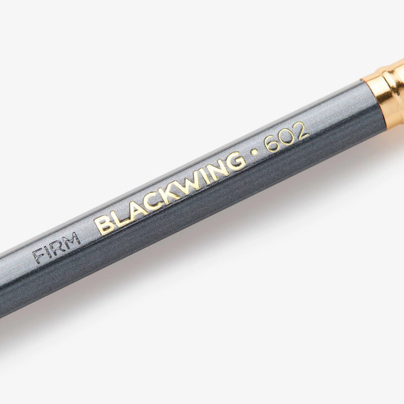 Blackwing 602 firm graphite pencil closeup of logo - Craftsman Supply Co