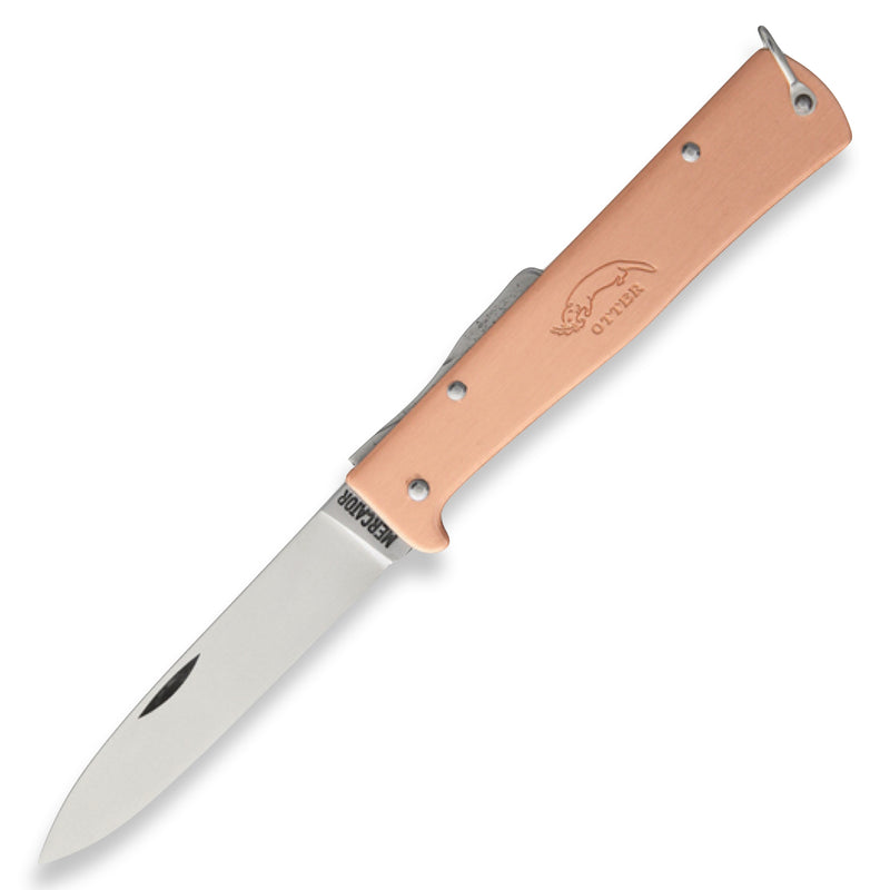 Otter Mercator locking knife Copper with carbon steel blade and clip - Craftsman Supply