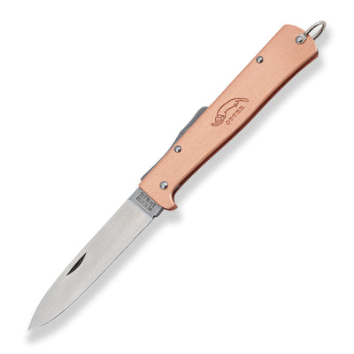 Otter Mercator copper locking knife with stainless blade and clip - large - Craftsman Supply Co