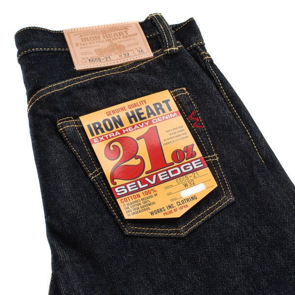 Iron Heart 21oz Selvedge Denim Slim Straight Cut Jeans - Indigo