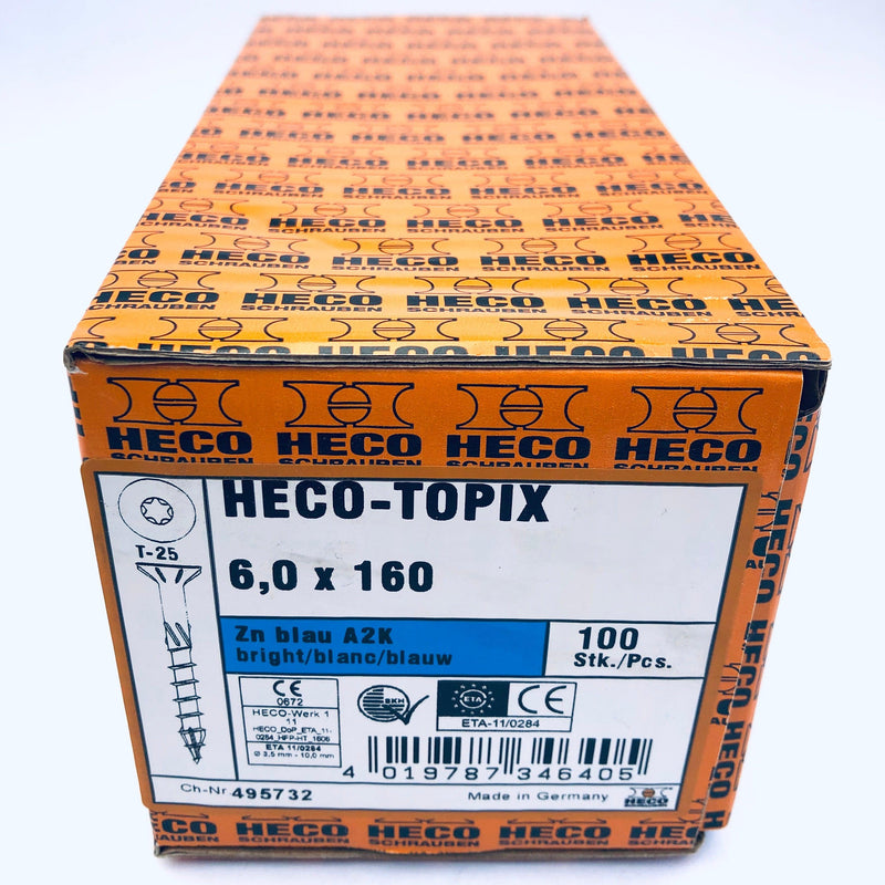 HECO-Topix® Countersunk, Part Thread Screw 6.0x160mm (6-5/16") - 100 pack - Craftsman Supply