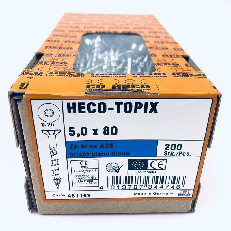 HECO-Topix® Countersunk, Part Thread Screw 5.0x80mm (3-1/8") - 200 pack - Craftsman Supply
