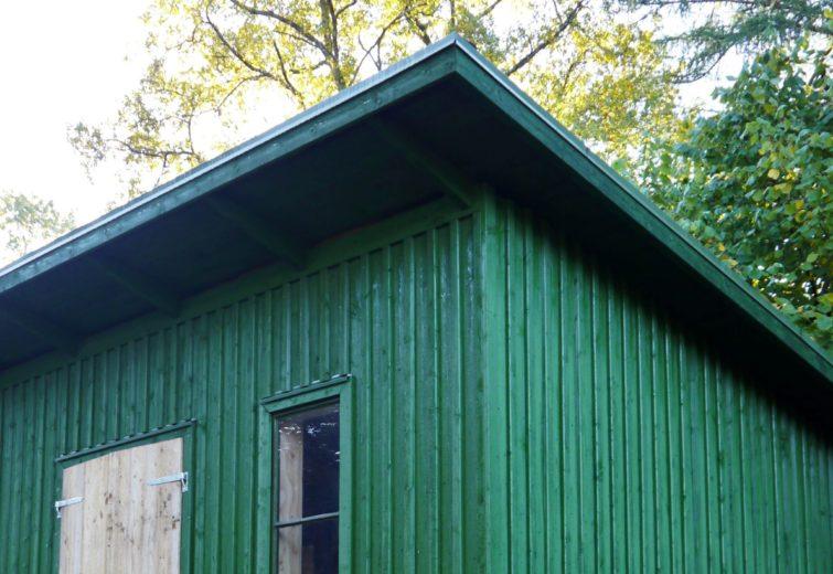 shed roof green pine tar