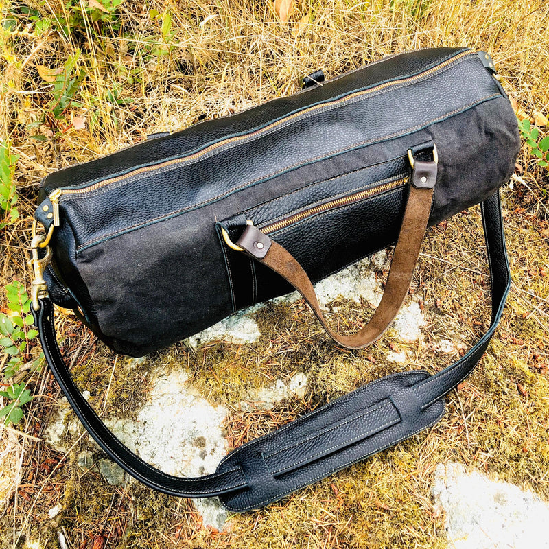 Handmade Leather and Canvas Duffel Bag - 22" - Craftsman Supply
