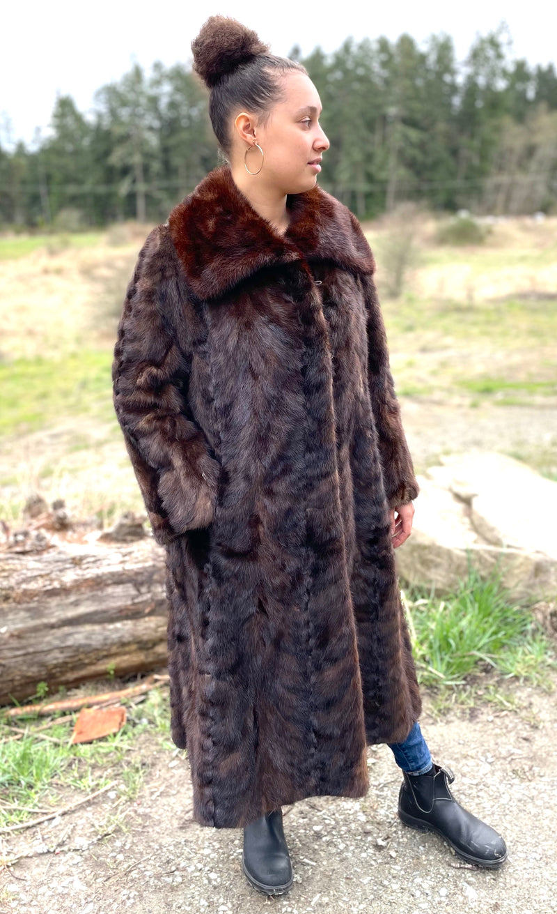 Vintage Custom Full Length Real Mink Fur Coat