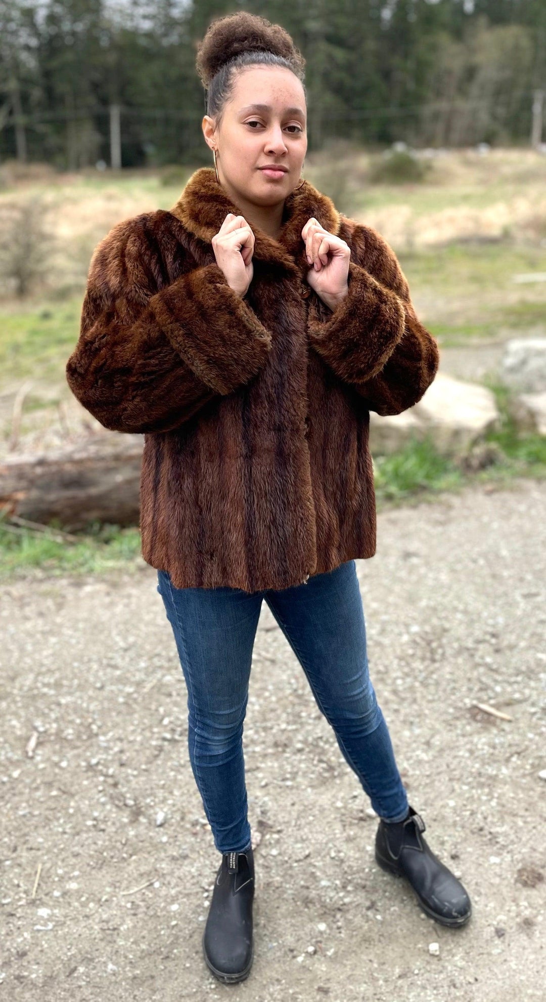 カナダ製　100%リアルビーバーファー　ジャケット　ブラウン Vintage Hudson's Bay Company Real Beaver Fur Coat – Craftsman Supply