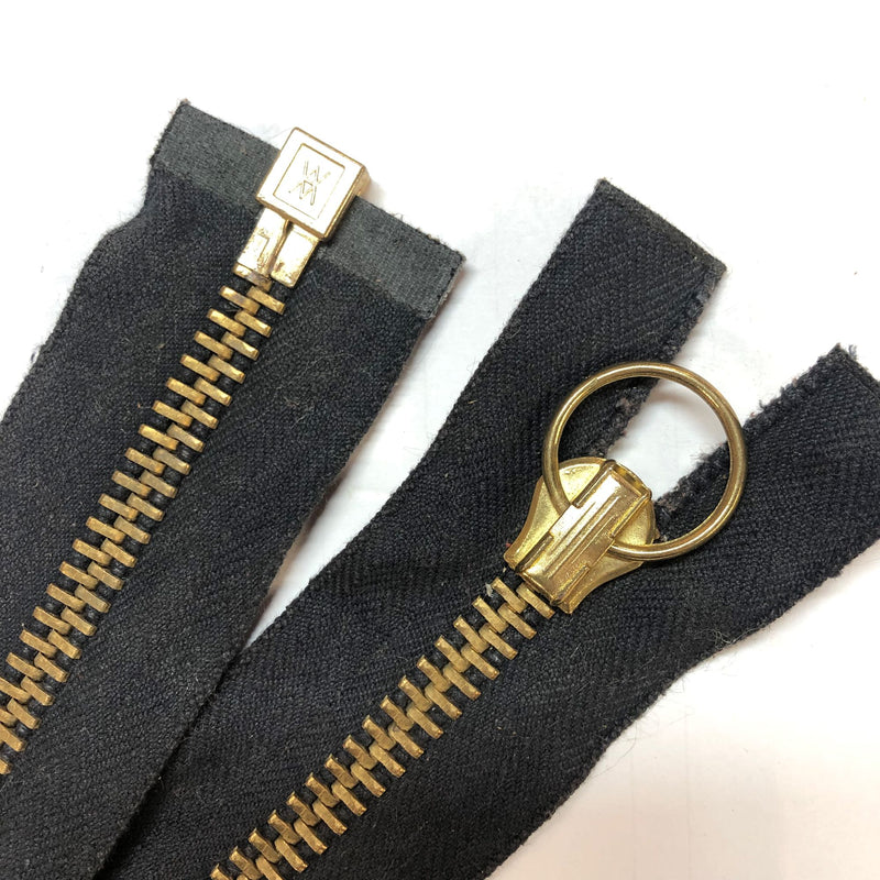 Vintage New/Old Stock Brass Zipper - Cotton Backing - 15.5"