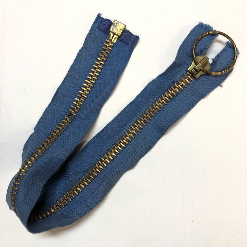 Vintage New/Old Stock Brass Zipper - Cotton Backing - 15.5"