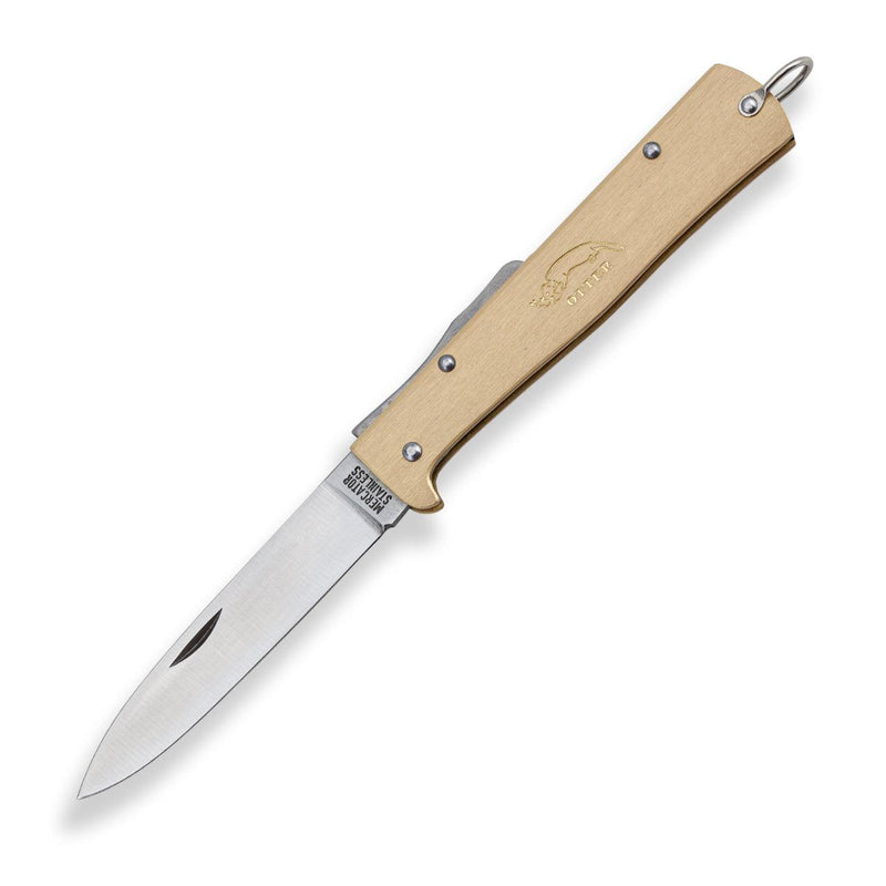 OTTER-Messer Brass Mercator Lockback Knife w/ Clip - Stainless - Craftsman Supply