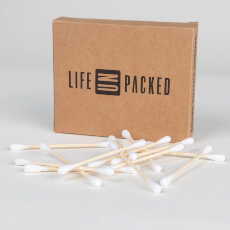 compostable box of bamboo cotton swabs