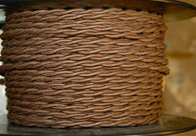 Cotton Cloth Covered Twisted 2-strand Electrical Wire - Brown - PER FOOT - Craftsman Supply