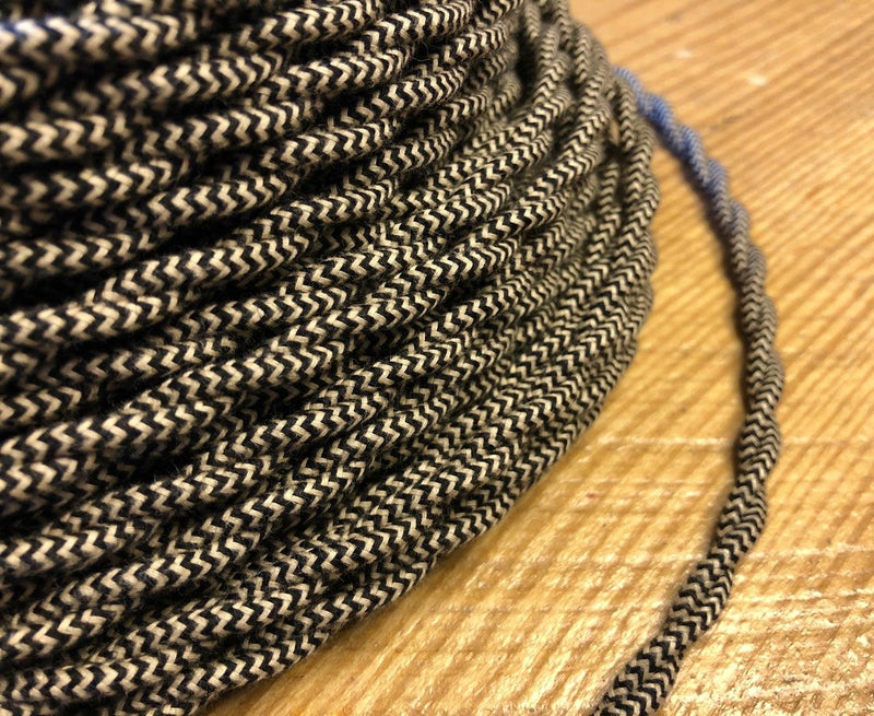 Cotton Cloth Covered Twisted 2-strand Electrical Wire - Black