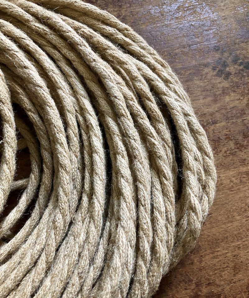 Jute Covered Twisted 2-strand Electrical Wire - Natural - PER FOOT