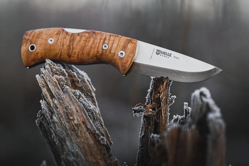 Helle Nipa Folding Knife on Log - Craftsman Supply Co