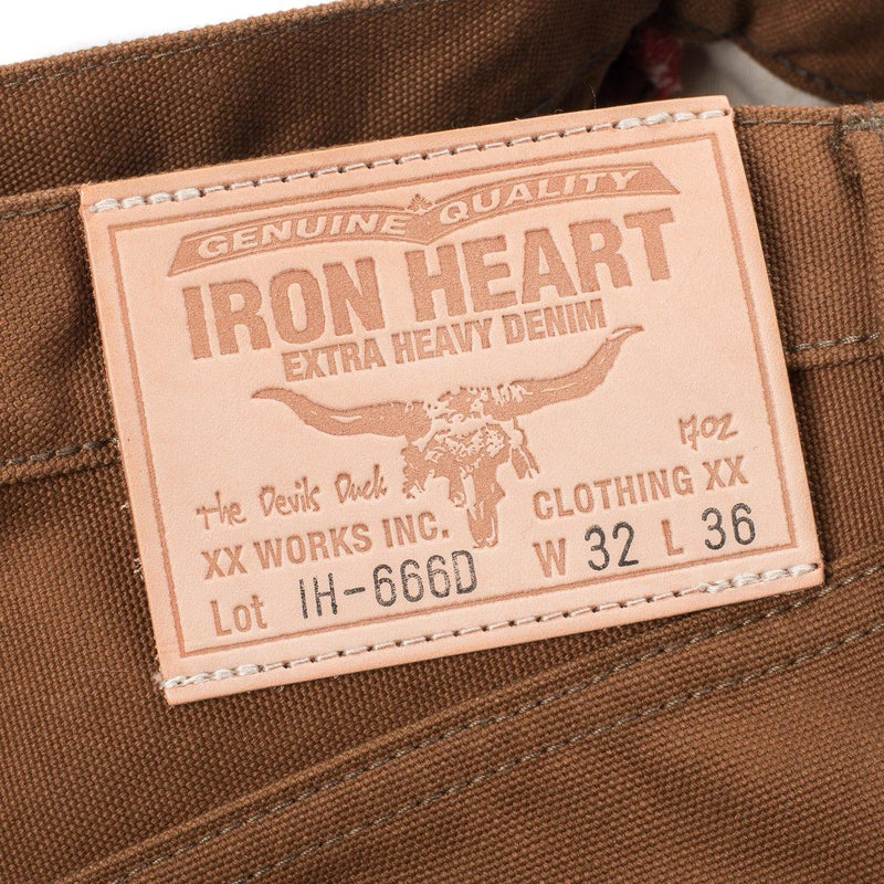 Iron Heart 17oz Cotton Duck Slim Straight Cut Jeans - Brown