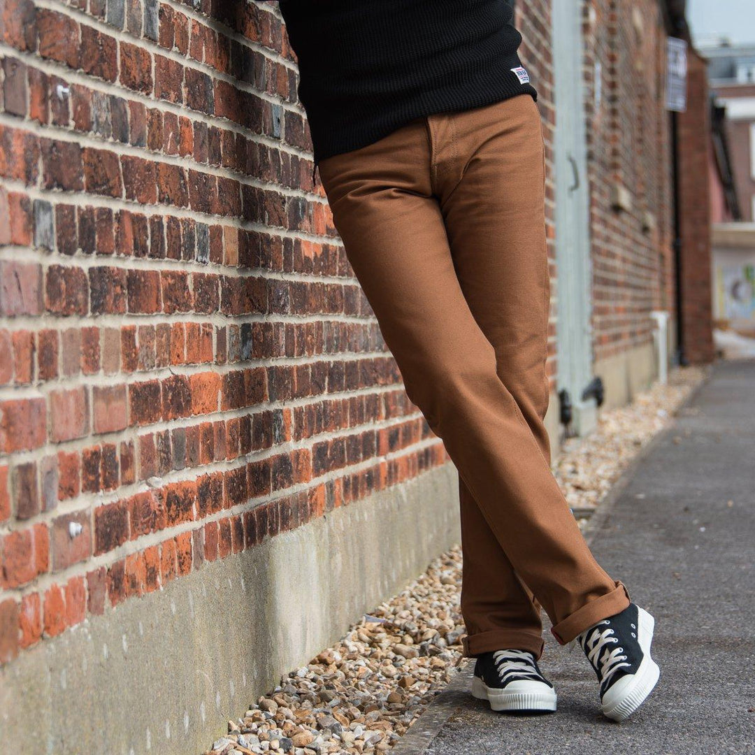 Iron Heart 17oz Cotton Duck Slim Straight Cut Jeans Brown